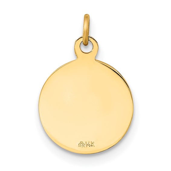 14k Polished and Satin Solid CONFIRMATION Medal Round Pendant
