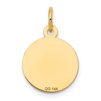 14K Yellow Gold Polished and Satin Solid Holy Communion Diamond-cut Edge Round Disc Charm view 4