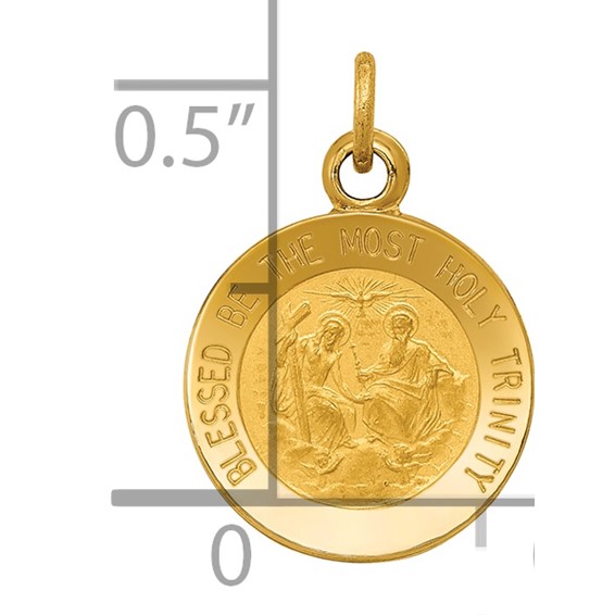 14k Polished and Satin Solid Holy Trinity Medal Charm