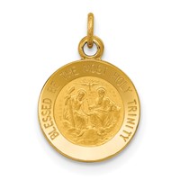 14K Yellow Gold Polished and Satin Solid Holy Trinity Medal Charm view 1