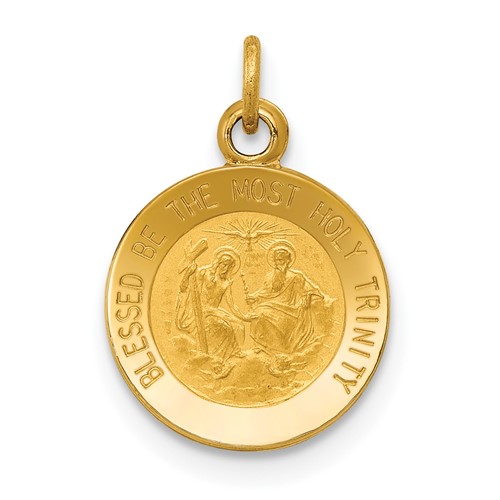 14K Yellow Gold Polished and Satin Solid Holy Trinity Medal Charm
