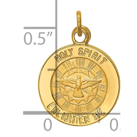 14k Polished and Satin Solid Holy Spirit Medal Charm