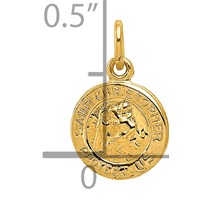 14K Yellow Gold Polished Solid Mini Saint Christopher Medal Round Charm view 3