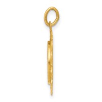14K Yellow Gold Polished and Satin Solid Saint Christopher Medal Scalloped Edge Round Charm view 2