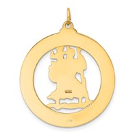 14K Yellow Gold Polished and Satin Solid Large Cut-out St. Christopher Medal Round Pendant view 4