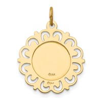 14K Yellow Gold Polished and Satin Solid Saint Anthony Medal Charm with Scalloped Edge view 4