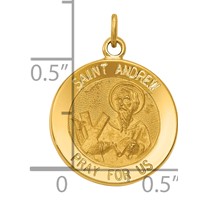 14K Yellow Gold Polished and Satin Solid Saint Andrew Medal Charm view 3