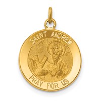 14K Yellow Gold Polished and Satin Solid Saint Andrew Medal Charm view 1