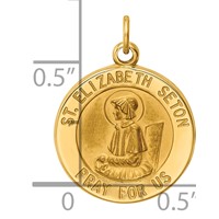 14K Polished and Satin Solid Saint Elizabeth Seton Medal Round Charm view 3
