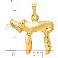 14K Yellow Gold Polished Chai Pendant view 4