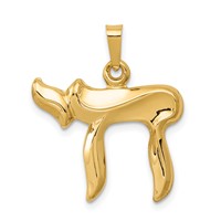 14K Yellow Gold Polished Chai Pendant view 1