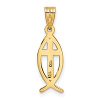 14K Yellow Gold Cross Ichthus Fish Pendant view 4