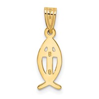 14K Yellow Gold Cross Ichthus Fish Charm view 4