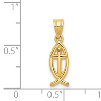 14K Yellow Gold Cross Ichthus Fish Charm view 3