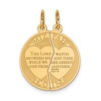 14K Yellow Gold Mizpah Coin 2-piece Round Charm view 1