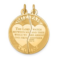 14K Yellow Gold Mizpah Coin 2-piece Round Charm view 1