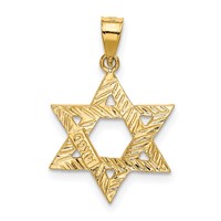 14K Yellow Gold Solid Satin Star of David Charm view 3