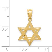 14K Yellow Gold Solid Satin Star of David Charm view 4
