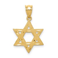 14K Yellow Gold Solid Satin Star of David Charm view 1