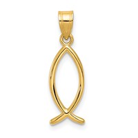14K Yellow Gold Ichthus Fish Pendant view 1
