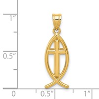 14K Cross Ichthus Fish Pendant view 4
