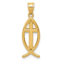 14K Cross Ichthus Fish Pendant view 1