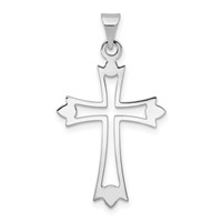 14K White Gold Budded Cross Pendant view 1