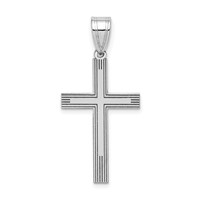 14K White Gold Laser Etched Cross Charm view 1