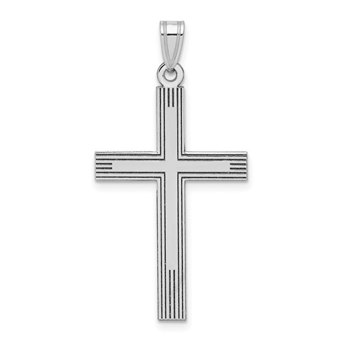 14k White Gold Laser Etched Cross Charm