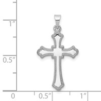14K White Gold Budded Cross Charm view 3