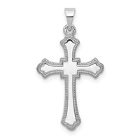 14K White Gold Budded Cross Charm view 1