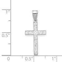 14K White Gold Floral Cross Charm view 3