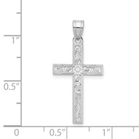 14K White Gold Floral Cross Pendant view 3