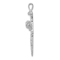 14K White Gold Textured Nail Cross Charm view 2