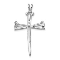 14K White Gold Textured Nail Cross Charm view 4