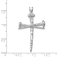 14K White Gold Textured Nail Cross Charm view 3