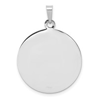 14K White Gold Polished and Satin Solid St. Michael Medal Round Pendant view 4