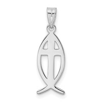 14K White Gold Cross Ichthus Fish Pendant view 4