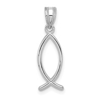 14K White Gold Ichthus Fish Pendant view 1