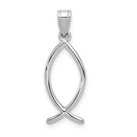 14K White Gold Ichthus Fish Pendant view 1