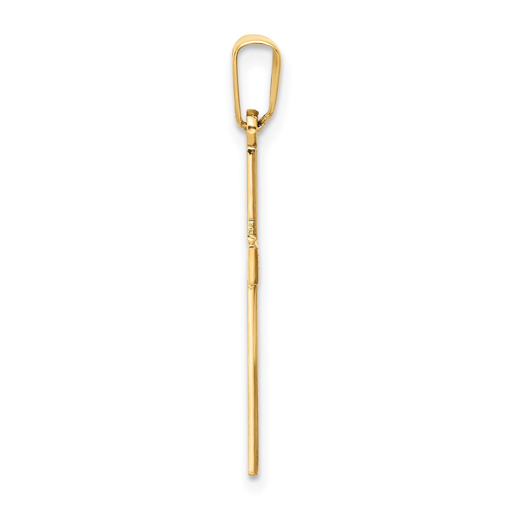 14k Polished Laser Etched Cross Charm (XR541)