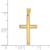 14K Yellow Gold Polished Laser Etched Cross Charm view 3