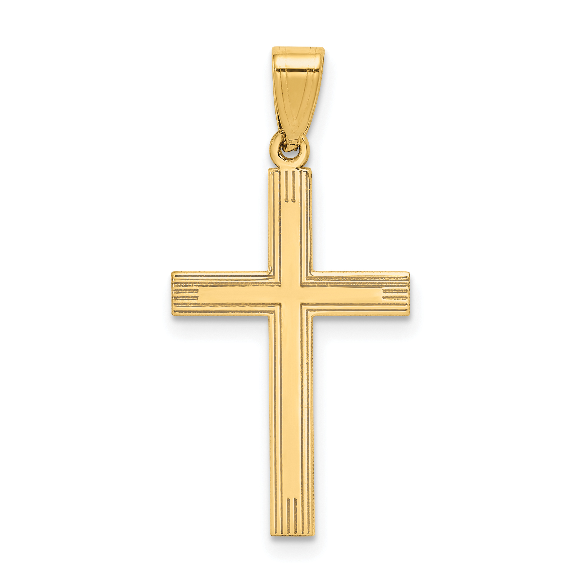 14k Polished Laser Etched Cross Charm (XR541)