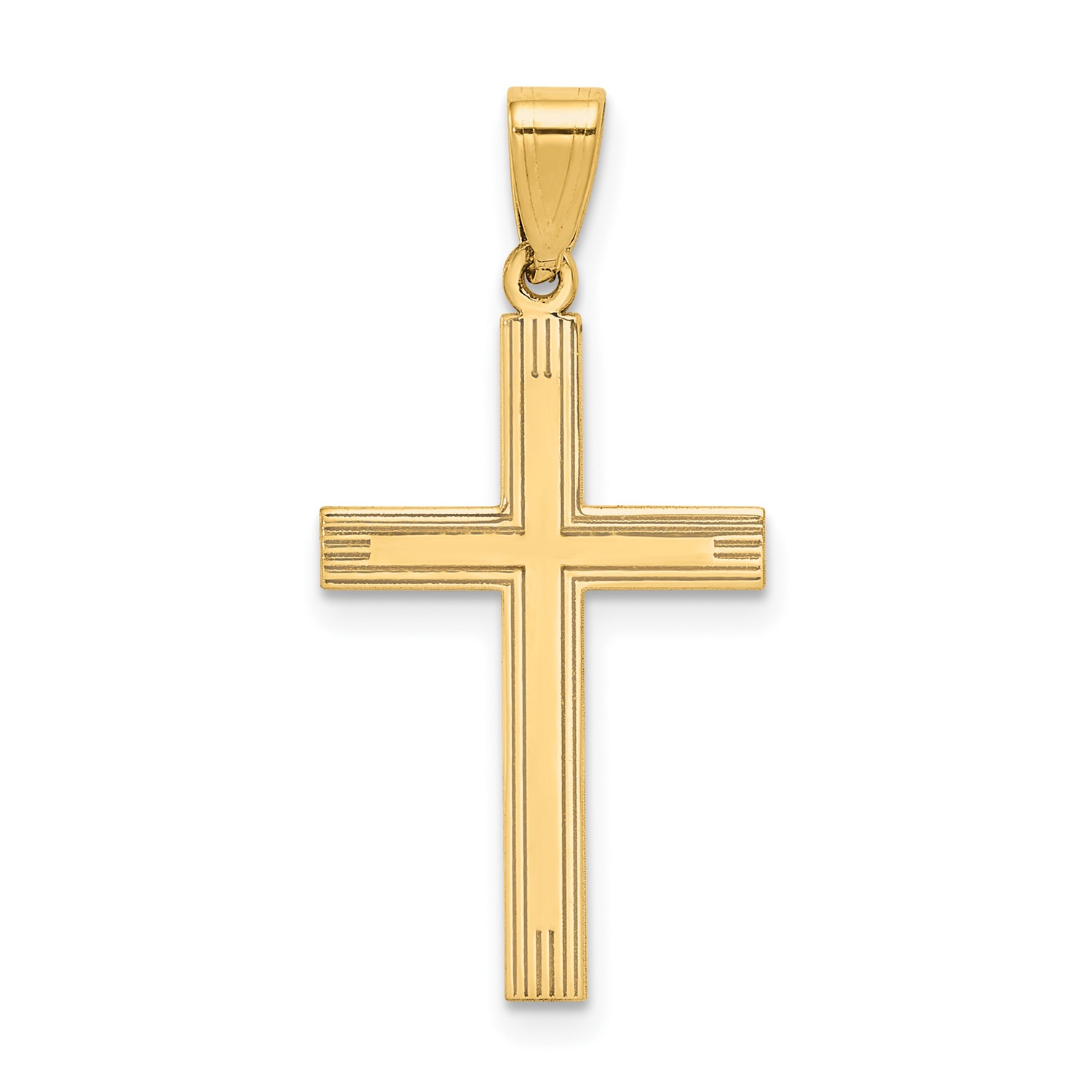 14k Yellow Gold Polished Latin Cross Pendant. (1IN x 0.5IN ...