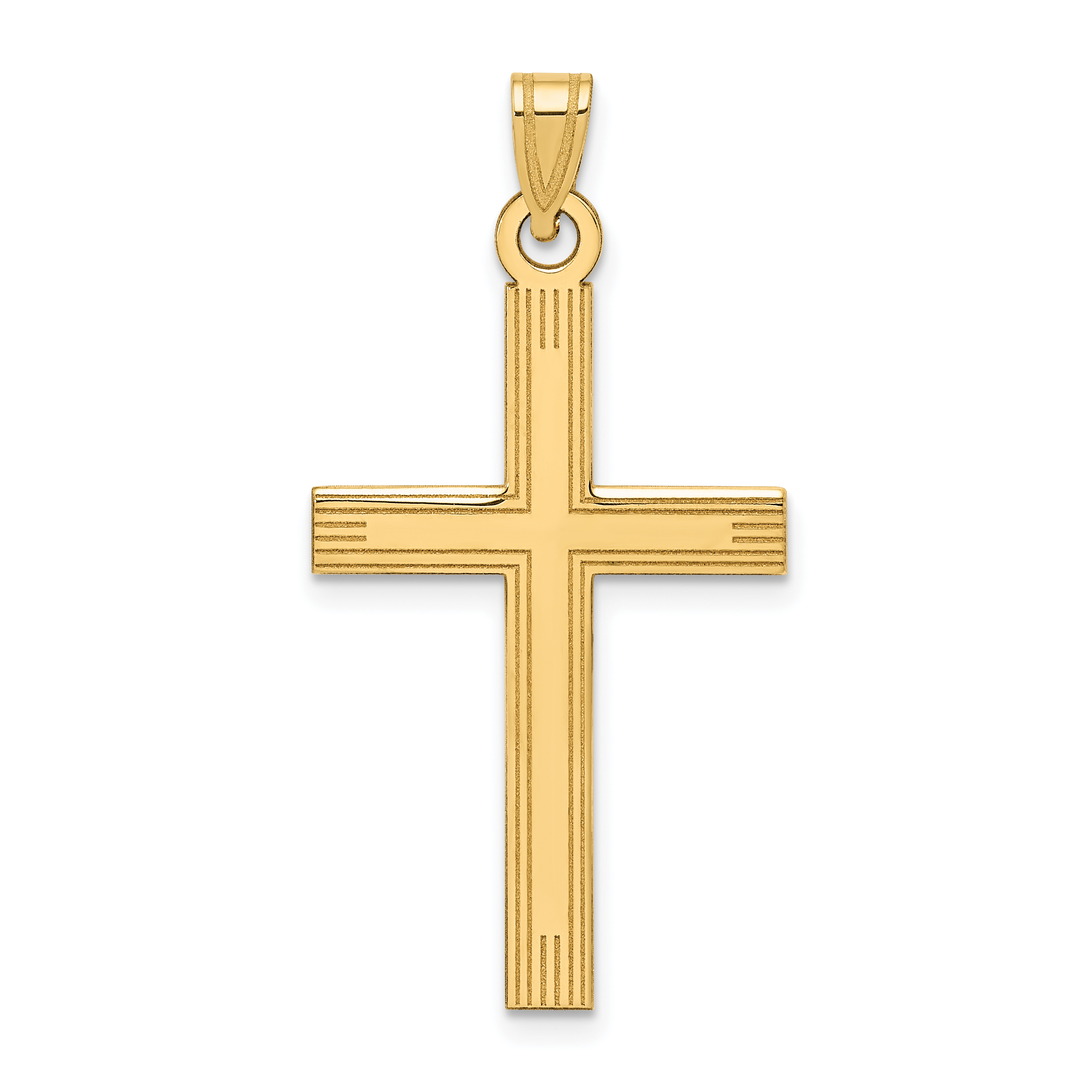 14k Laser Etched Cross Charm (XR542)