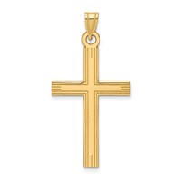 14K Yellow Gold Laser Etched Cross Charm view 1