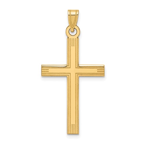 14K Yellow Gold Laser Etched Cross Charm