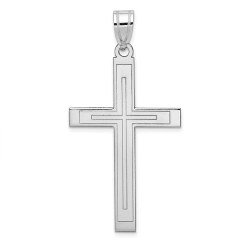 14K White Gold Cross Pendant