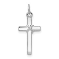 14K White Gold Cross Charm view 1