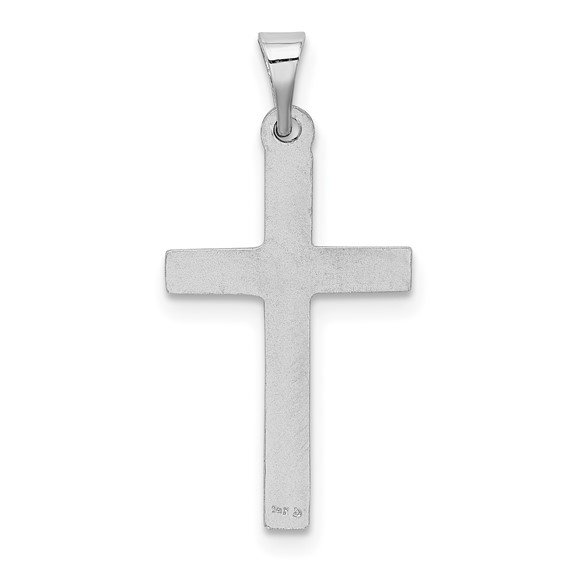 14k White Gold Hollow Cross Pendant